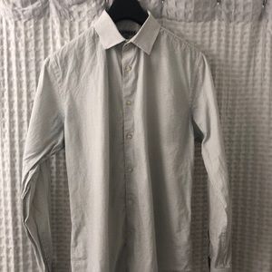 Express White w Black dot Button Up